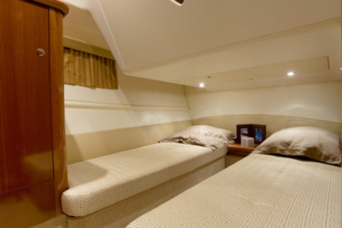 Cabin on Silver Fish, a Prestige 36 motorboat at Panaji, India