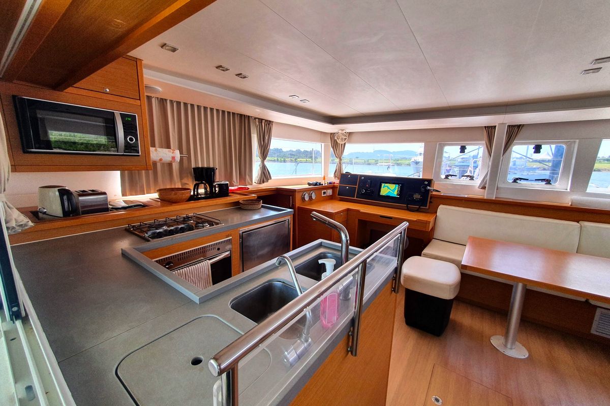 Galley of ArMarg, a Lagoon 450 Fly catamaran at Baan Salak Phet, Thailand