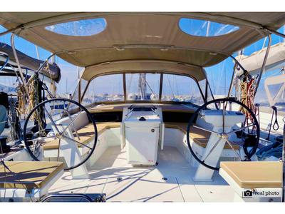 Cockpit of Ludi, a Beneteau Oceanis 46.1 sailboat at Castellammare di Stabia, Italy