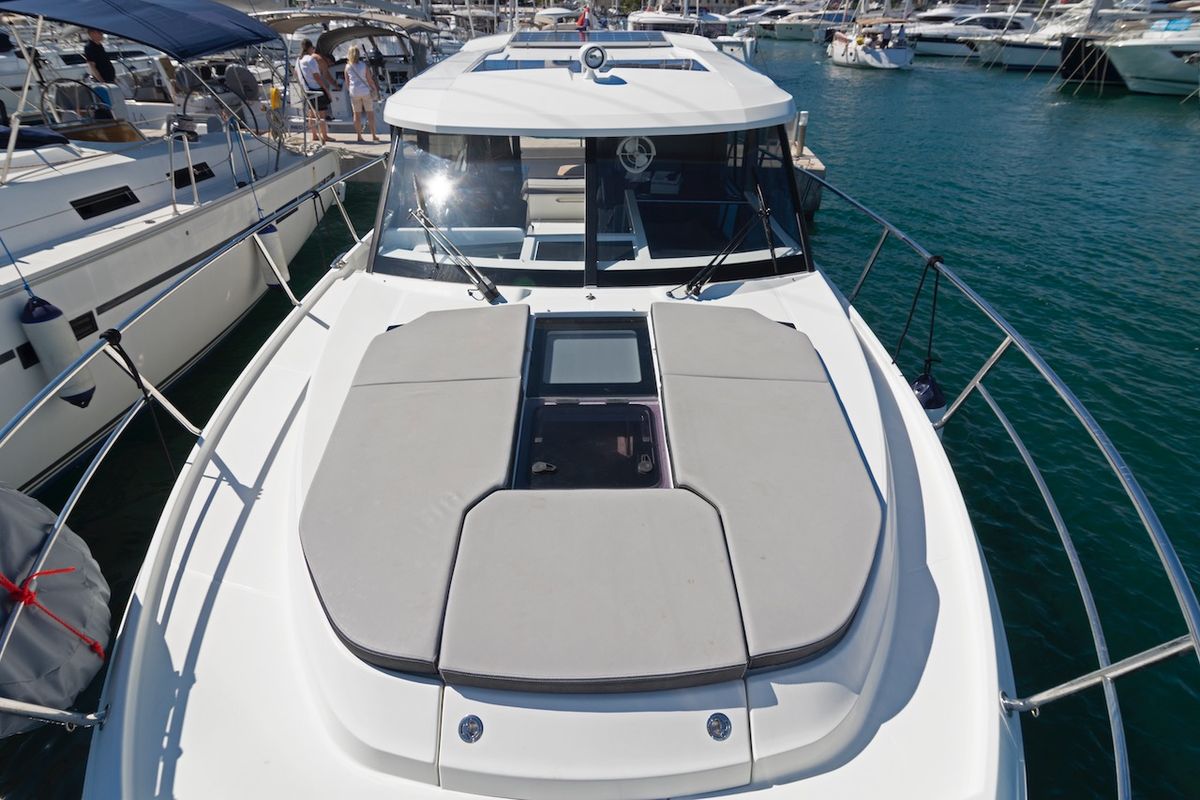 Deck of Renatus, a Jeanneau Merry Fisher 1095 motorboat at Zadar, Croatia