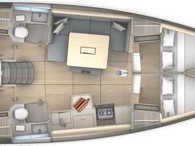 Floor plan of Asteria, a Dufour 41 sailboat at Castellammare di Stabia, Italy