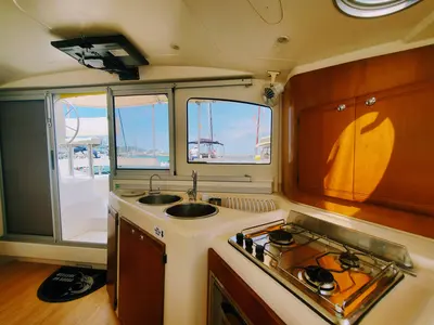 Galley of Sampei, a Fountaine Pajot Lavezzi 40 catamaran at Izola / Isola, Slovenia