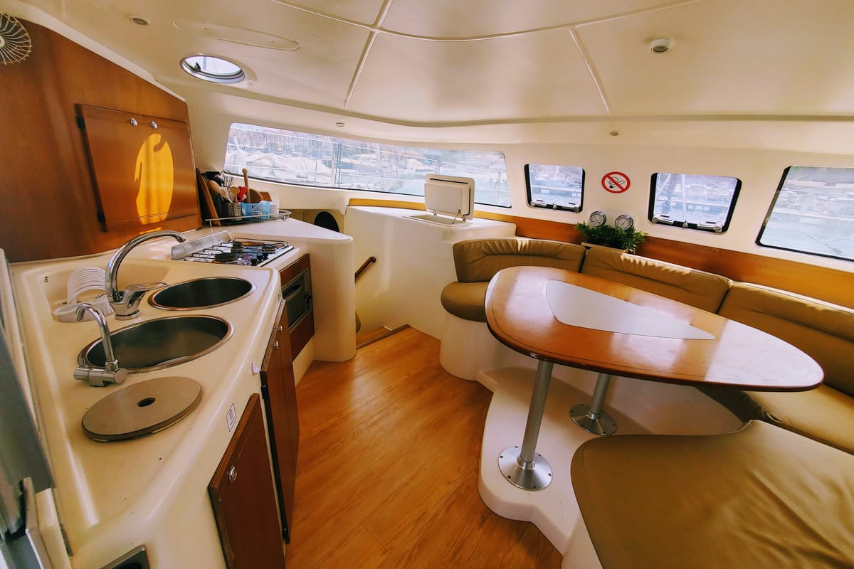 Galley of Sampei, a Fountaine Pajot Lavezzi 40 catamaran at Izola / Isola, Slovenia
