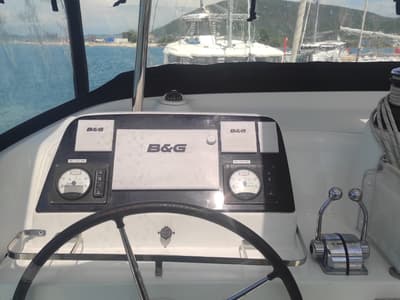 Cockpit of LA MAR, a Lagoon 42 catamaran at Municipal Unit of Lefkada, Greece