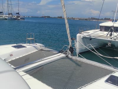 Deck of LA MAR, a Lagoon 42 catamaran at Municipal Unit of Lefkada, Greece