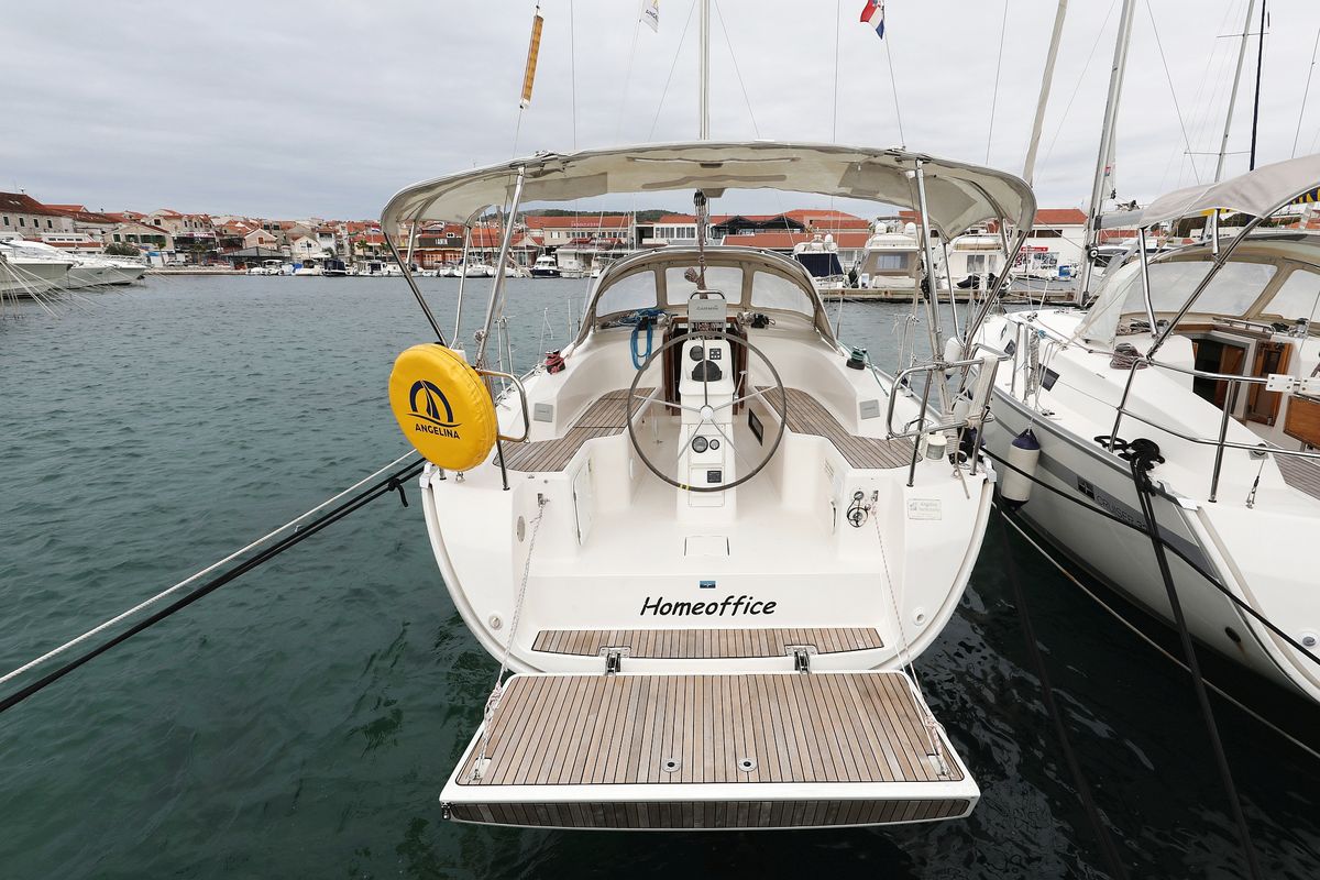 Cockpit of Homeoffice, a Bavaria Cruiser 33 sailboat at Grad Vodice, Croatia