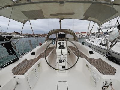 Deck of Homeoffice, a Bavaria Cruiser 33 sailboat at Grad Vodice, Croatia