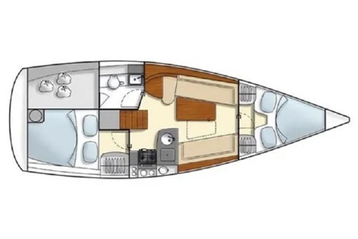 Floor plan of Eliza, a Hanse Yachts Hanse 325 sailboat at Tallinn, Estonia
