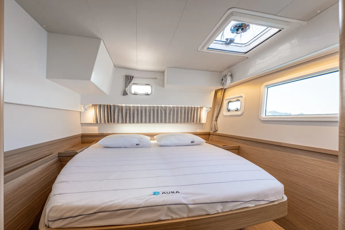 Cabin on AURA, a Lagoon 42 catamaran at Municipal Unit of Kranidi, Greece