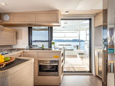 Galley of AURA, a Lagoon 42 catamaran at Municipal Unit of Kranidi, Greece