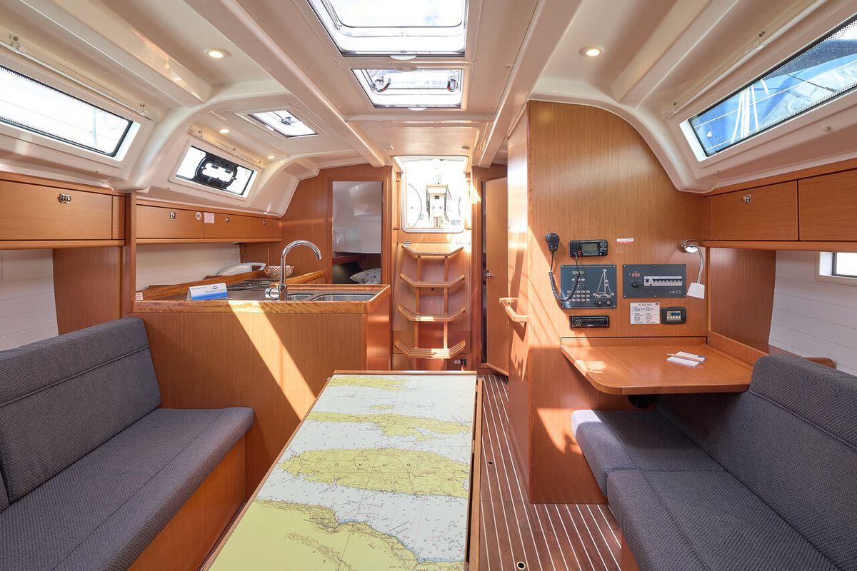 Salon of Toni, a Bavaria Cruiser 37 sailboat at Grad Trogir, Croatia