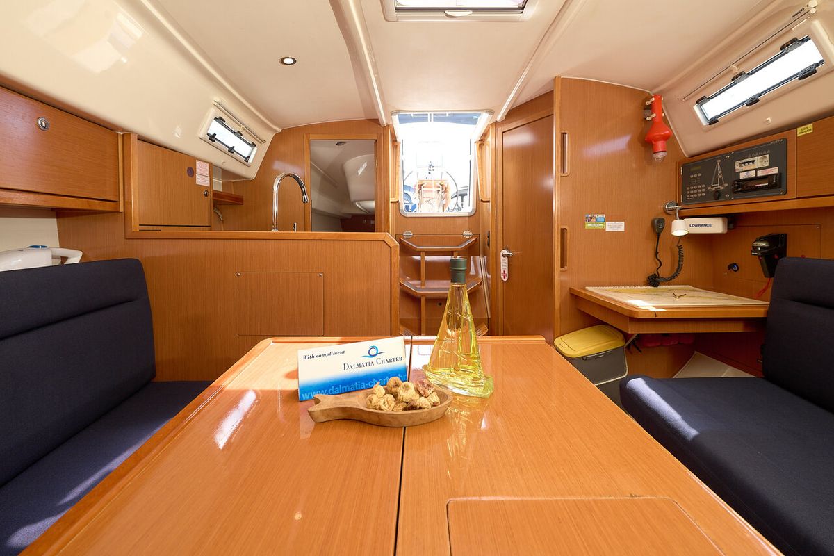 Salon of Toni, a Bavaria Cruiser 37 sailboat at Grad Trogir, Croatia