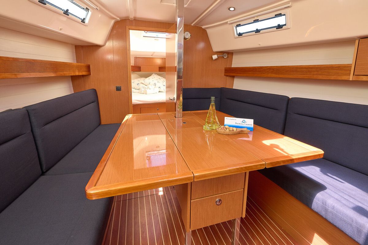 Salon of Toni, a Bavaria Cruiser 37 sailboat at Grad Trogir, Croatia