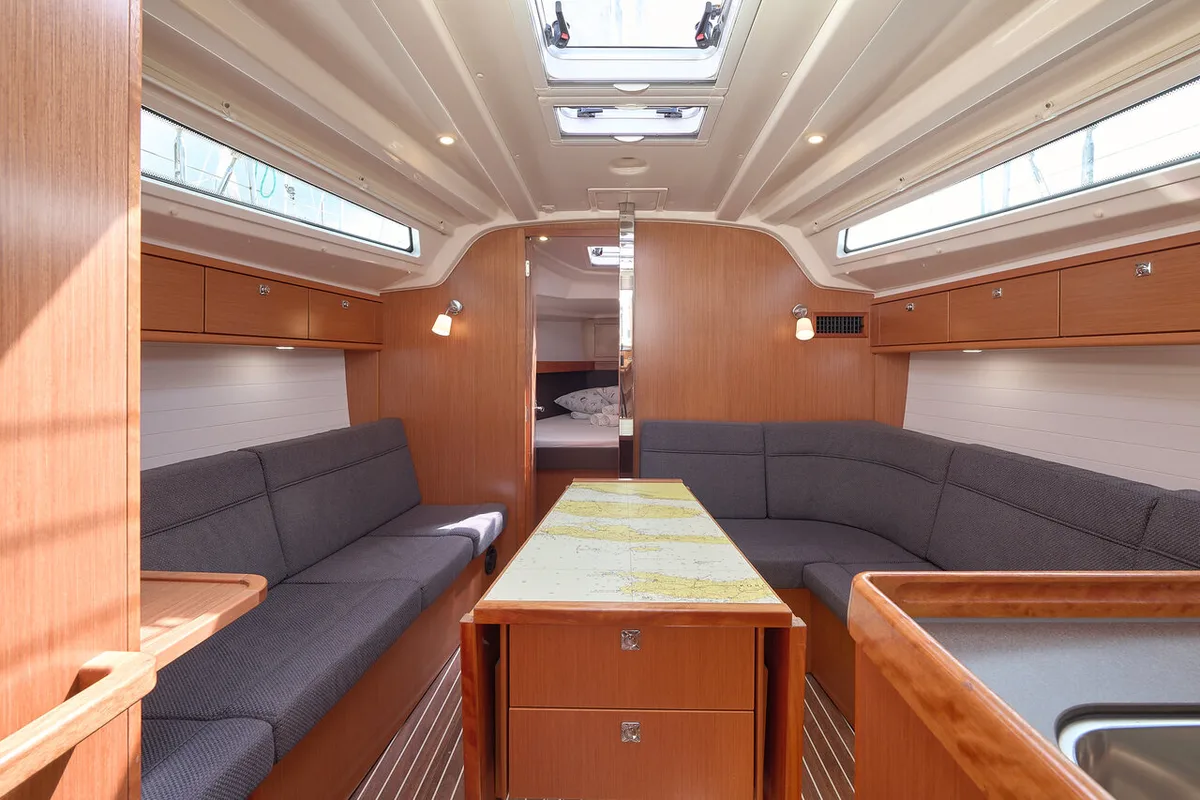Salon of Toni, a Bavaria Cruiser 37 sailboat at Grad Trogir, Croatia