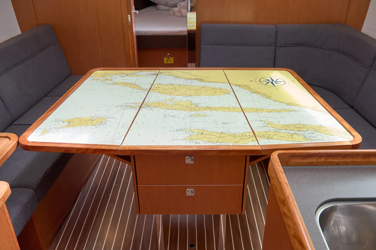 Salon of Toni, a Bavaria Cruiser 37 sailboat at Grad Trogir, Croatia
