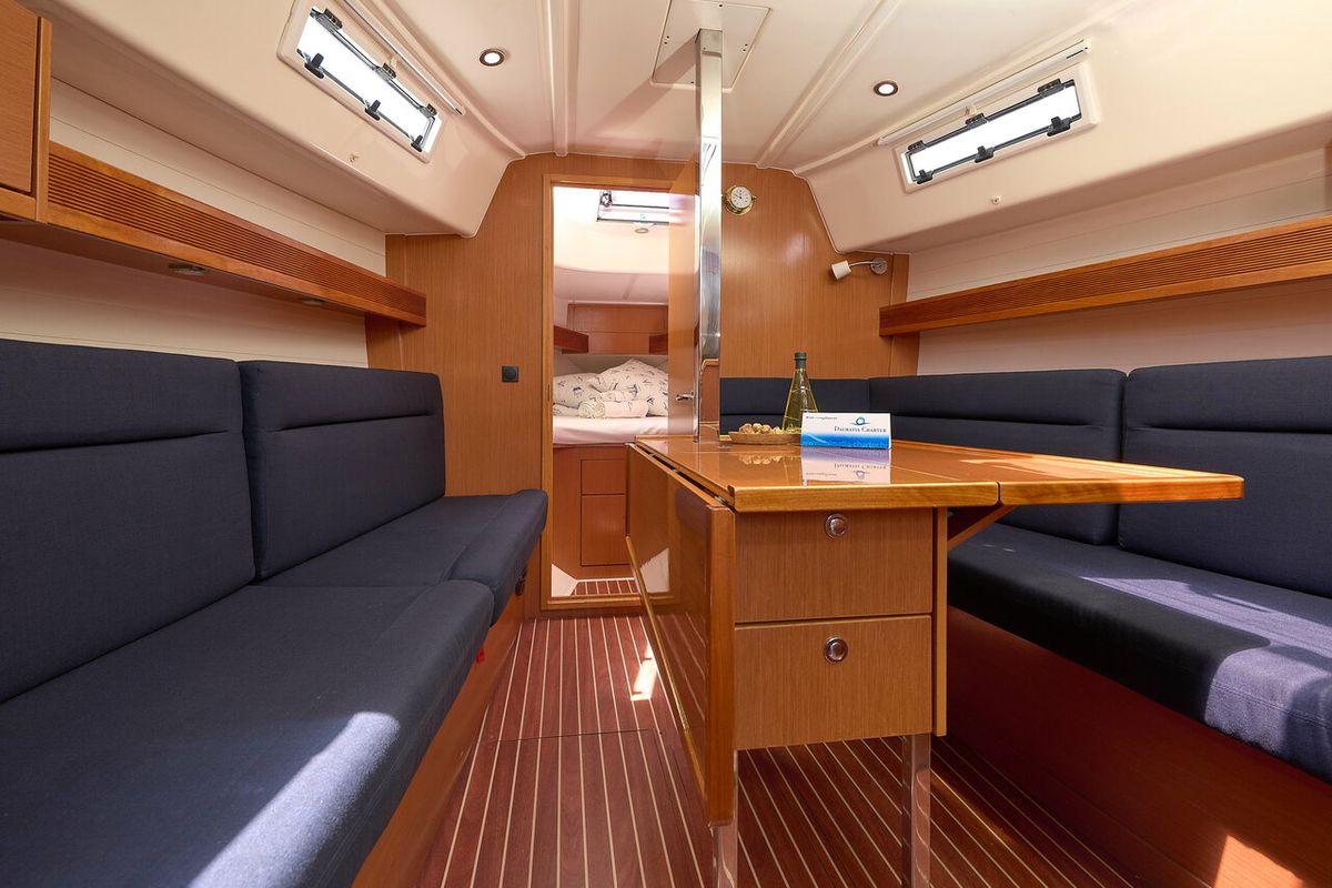 Salon of Toni, a Bavaria Cruiser 37 sailboat at Grad Trogir, Croatia