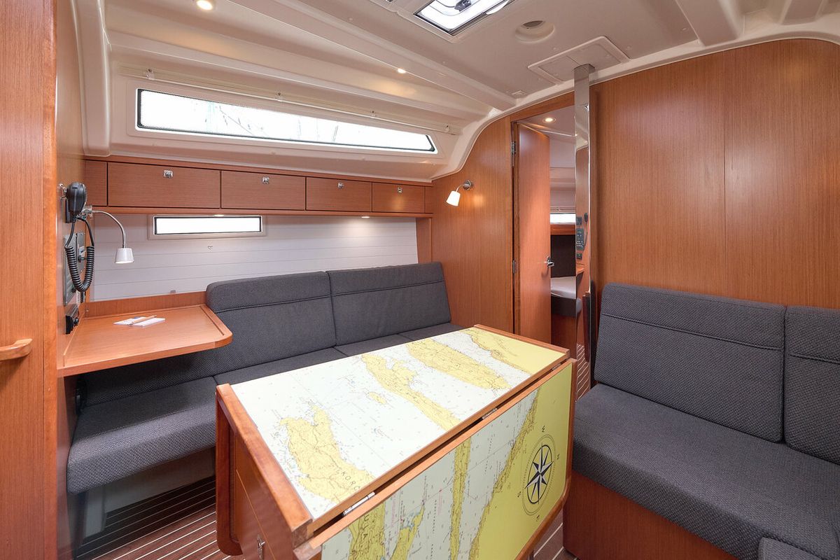 Salon of Toni, a Bavaria Cruiser 37 sailboat at Grad Trogir, Croatia