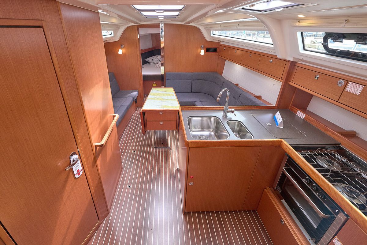 Galley of Toni, a Bavaria Cruiser 37 sailboat at Grad Trogir, Croatia