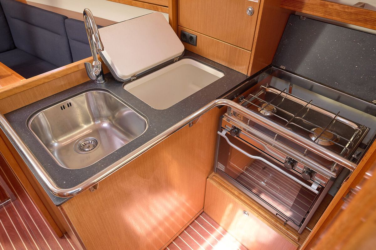 Galley of Toni, a Bavaria Cruiser 37 sailboat at Grad Trogir, Croatia