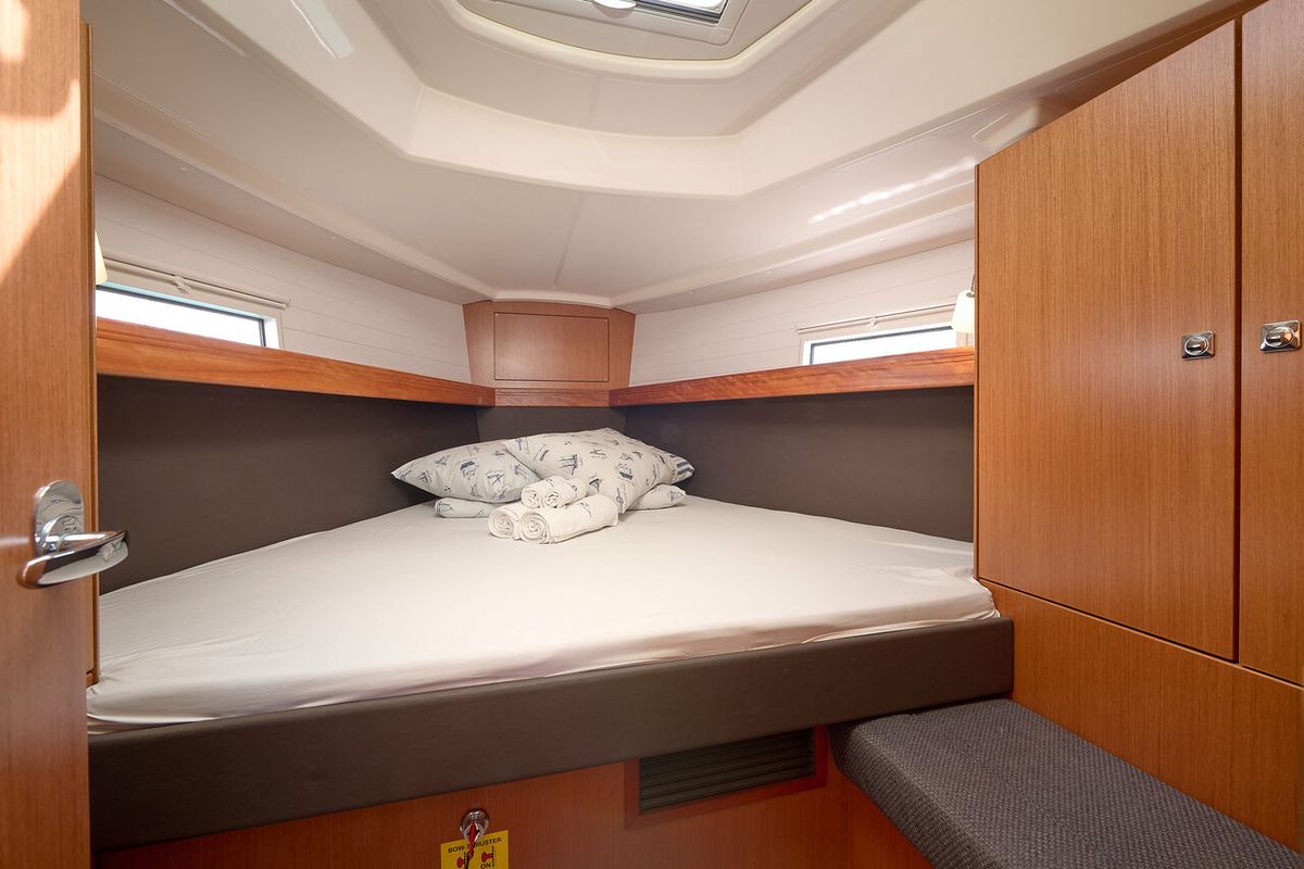 Cabin on Toni, a Bavaria Cruiser 37 sailboat at Grad Trogir, Croatia