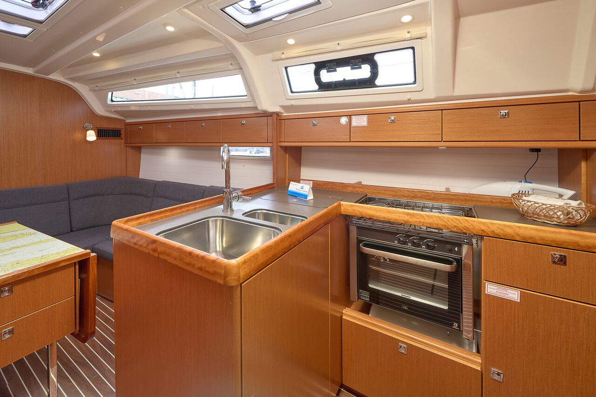 Galley of Toni, a Bavaria Cruiser 37 sailboat at Grad Trogir, Croatia