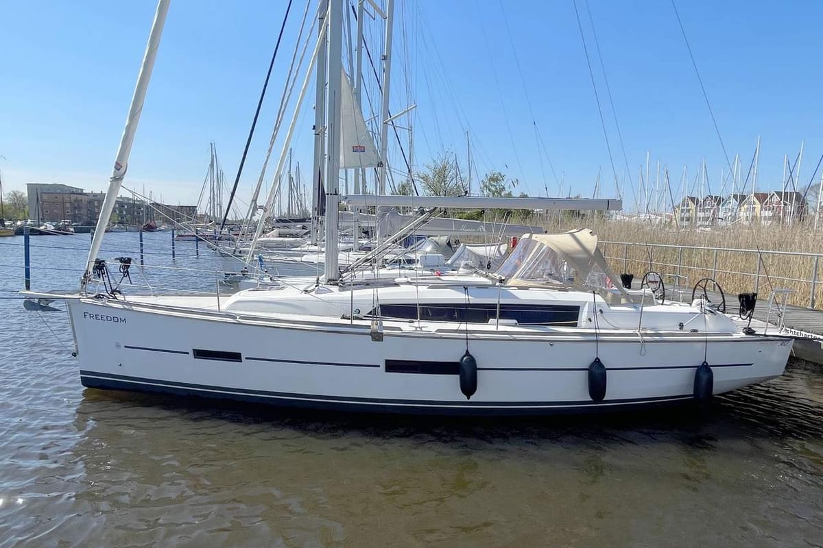 Freedom, a Dufour 382 GL sailboat at Barth, Germany
