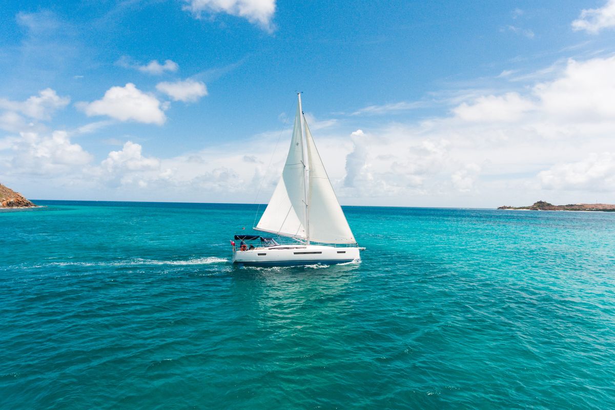 Exterior view of Hakuna Matata IV, a Jeanneau Sun Odyssey 490 sailboat at Road Town, British Virgin Islands