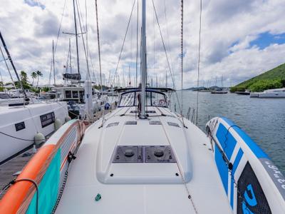 Deck of Hakuna Matata IV, a Jeanneau Sun Odyssey 490 sailboat at Road Town, British Virgin Islands