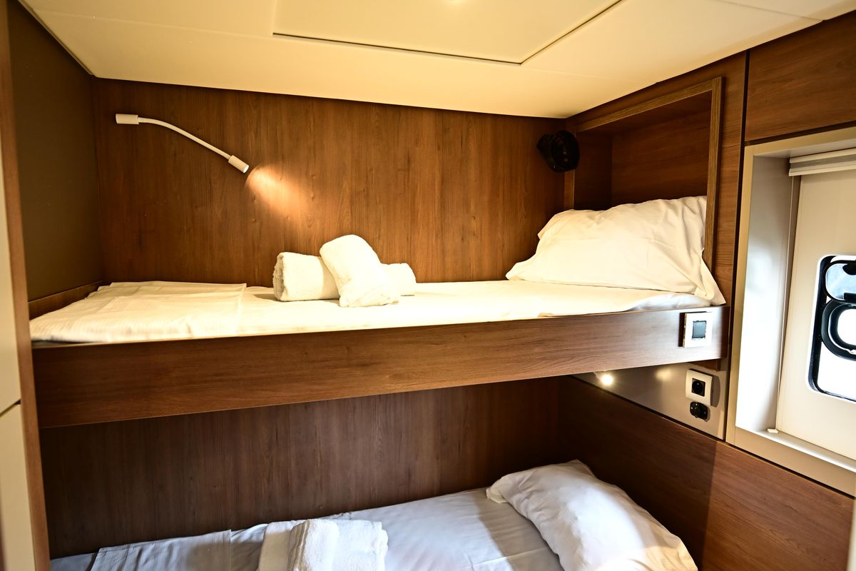 Cabin on Agatirno, a Bali 4.8 catamaran at Salerno, Italy