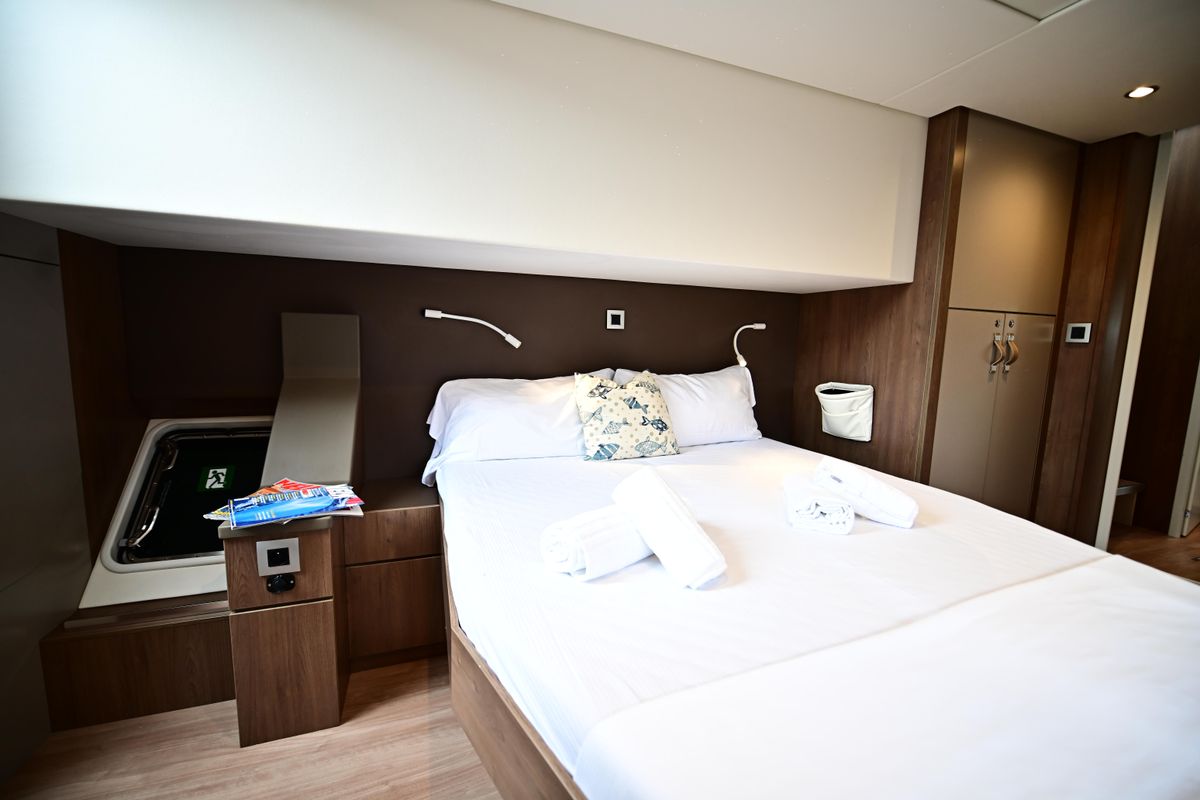 Cabin on Agatirno, a Bali 4.8 catamaran at Salerno, Italy
