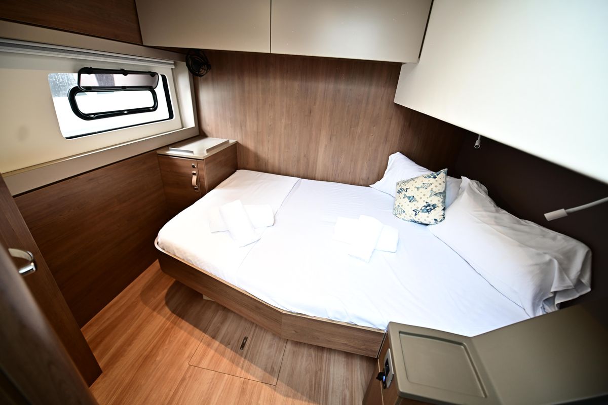 Cabin on Agatirno, a Bali 4.8 catamaran at Salerno, Italy