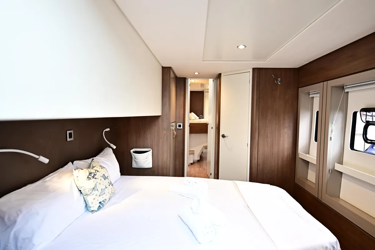Cabin on Agatirno, a Bali 4.8 catamaran at Salerno, Italy