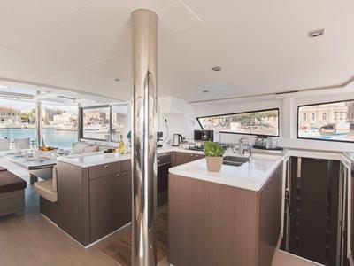 Galley of Elena, a Bali 5.4 catamaran at Capo d'Orlando, Italy