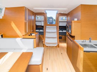 Salon of OSEJAVA, a Jeanneau Sun Odyssey 490 sailboat at Split, Croatia