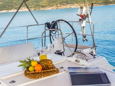 Deck of OSEJAVA, a Jeanneau Sun Odyssey 490 sailboat at Split, Croatia