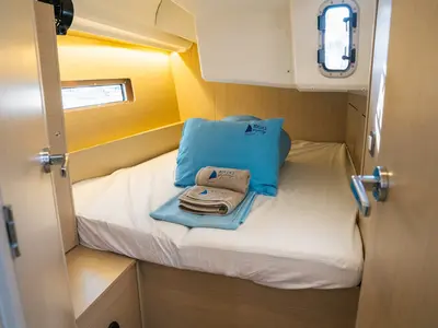 Cabin on Mavi Mercury, a Beneteau Oceanis 40.1 sailboat at Fethiye, Turkey