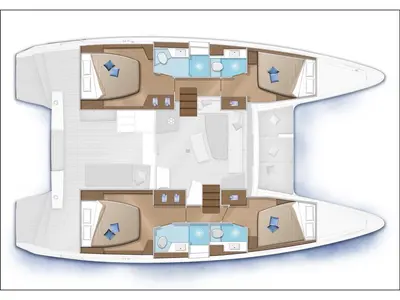 Floor plan of Lizzy II, a Lagoon Lagoon 42 catamaran at Seget Donji, Croatia