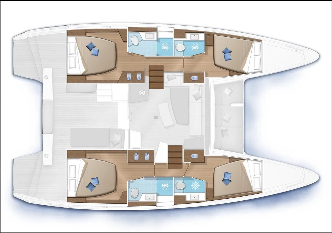 Floor plan of Lizzy II, a Lagoon Lagoon 42 catamaran at Seget Donji, Croatia
