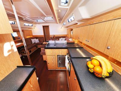Galley of Lorelei, a Hanse Yachts Hanse 455 sailboat at Grad Kaštela, Croatia