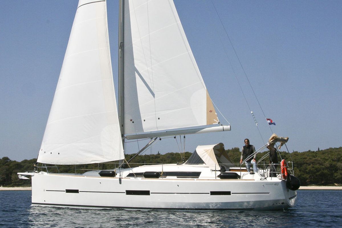 Exterior view of Stella, a Dufour 412 GL sailboat at Grad Pula, Croatia