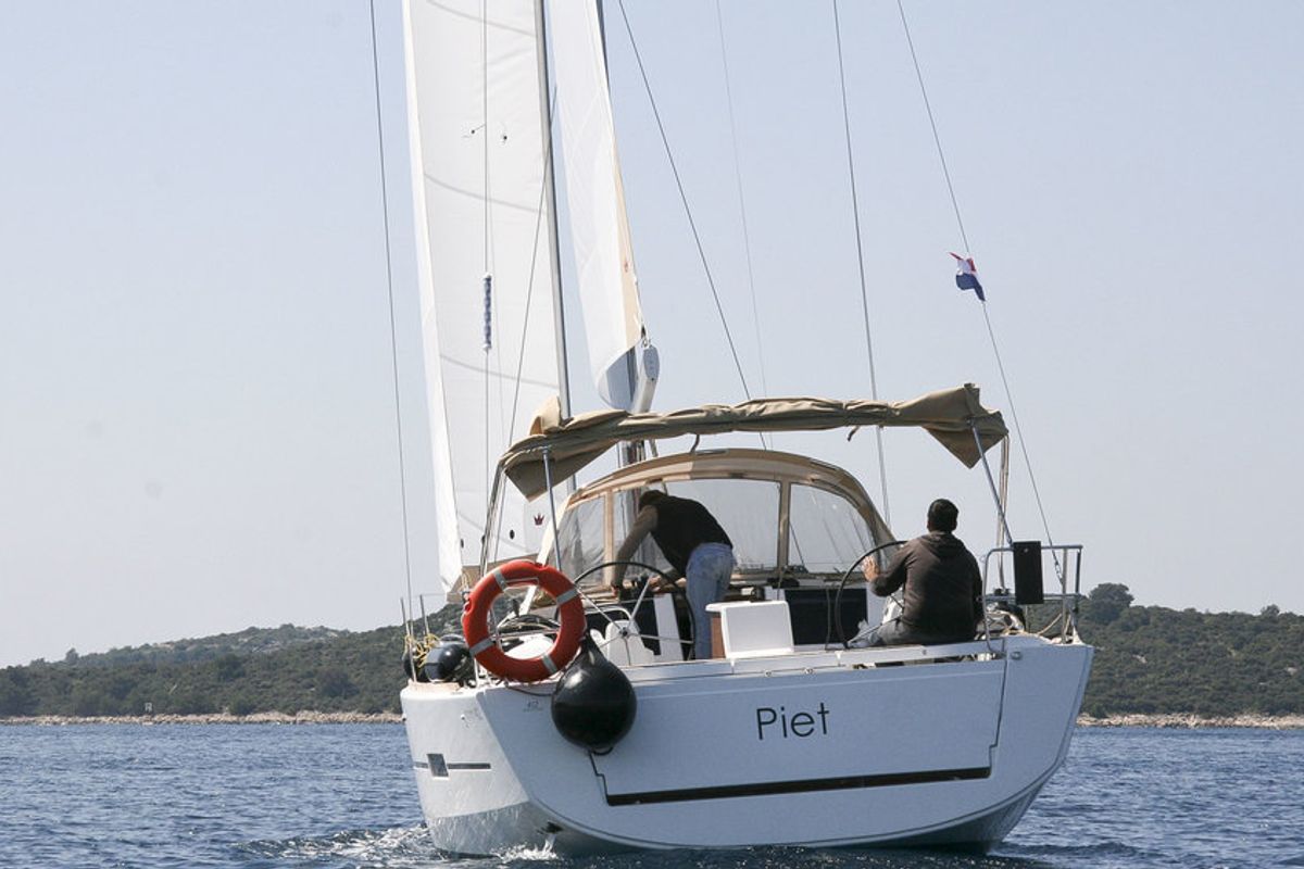 Exterior view of Stella, a Dufour 412 GL sailboat at Grad Pula, Croatia