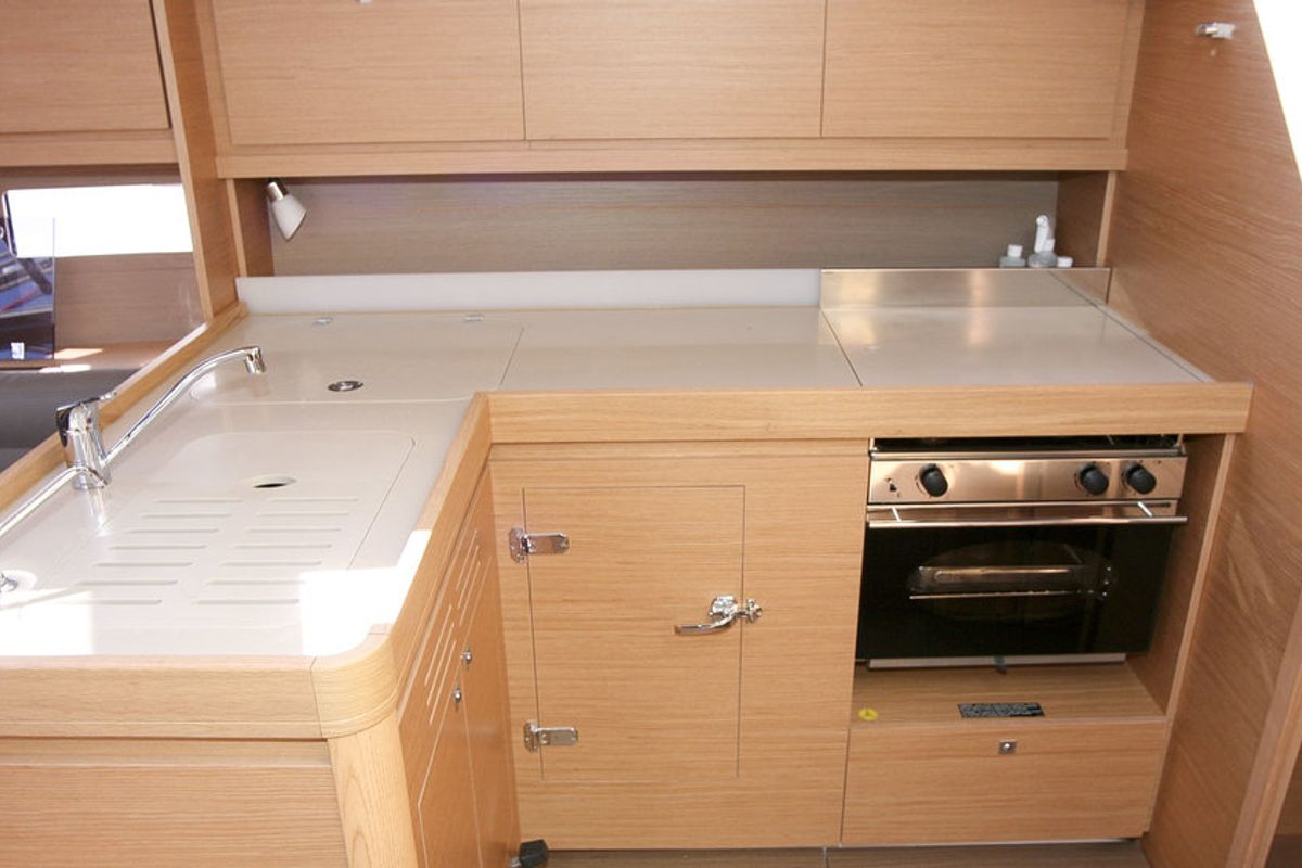 Galley of Stella, a Dufour 412 GL sailboat at Grad Pula, Croatia