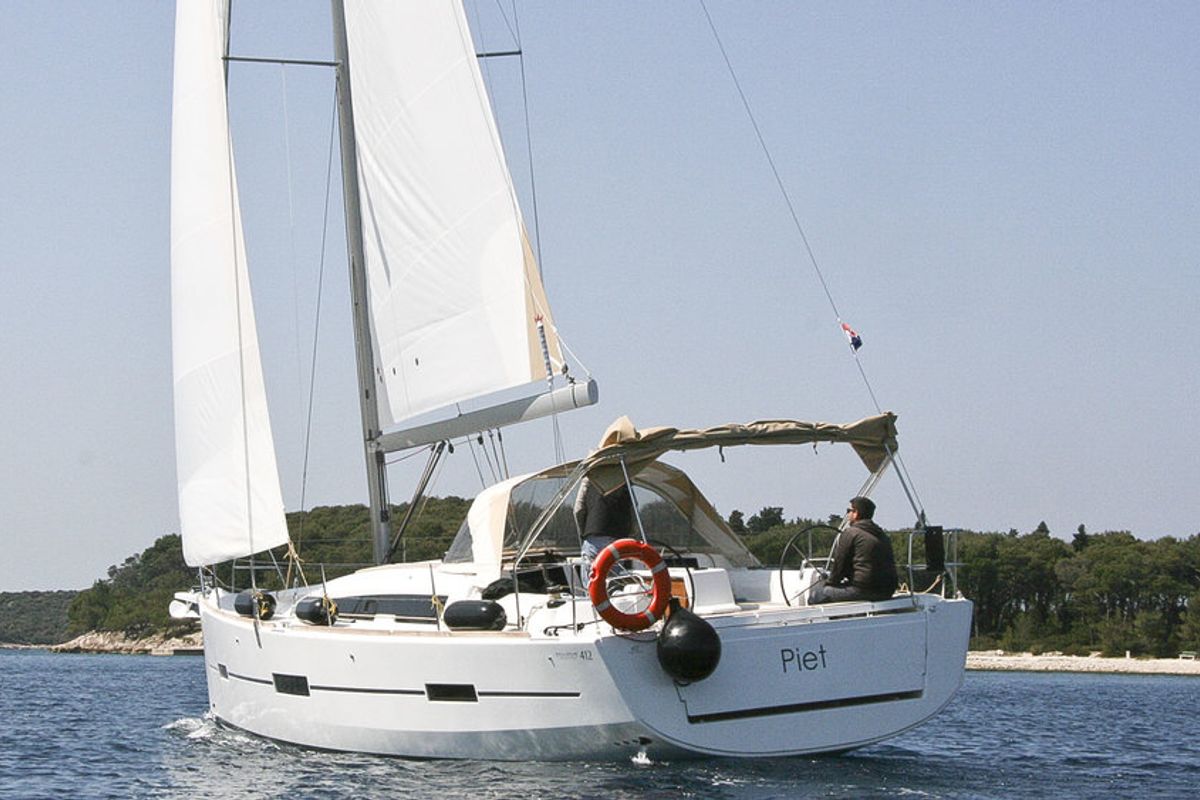 Exterior view of Stella, a Dufour 412 GL sailboat at Grad Pula, Croatia