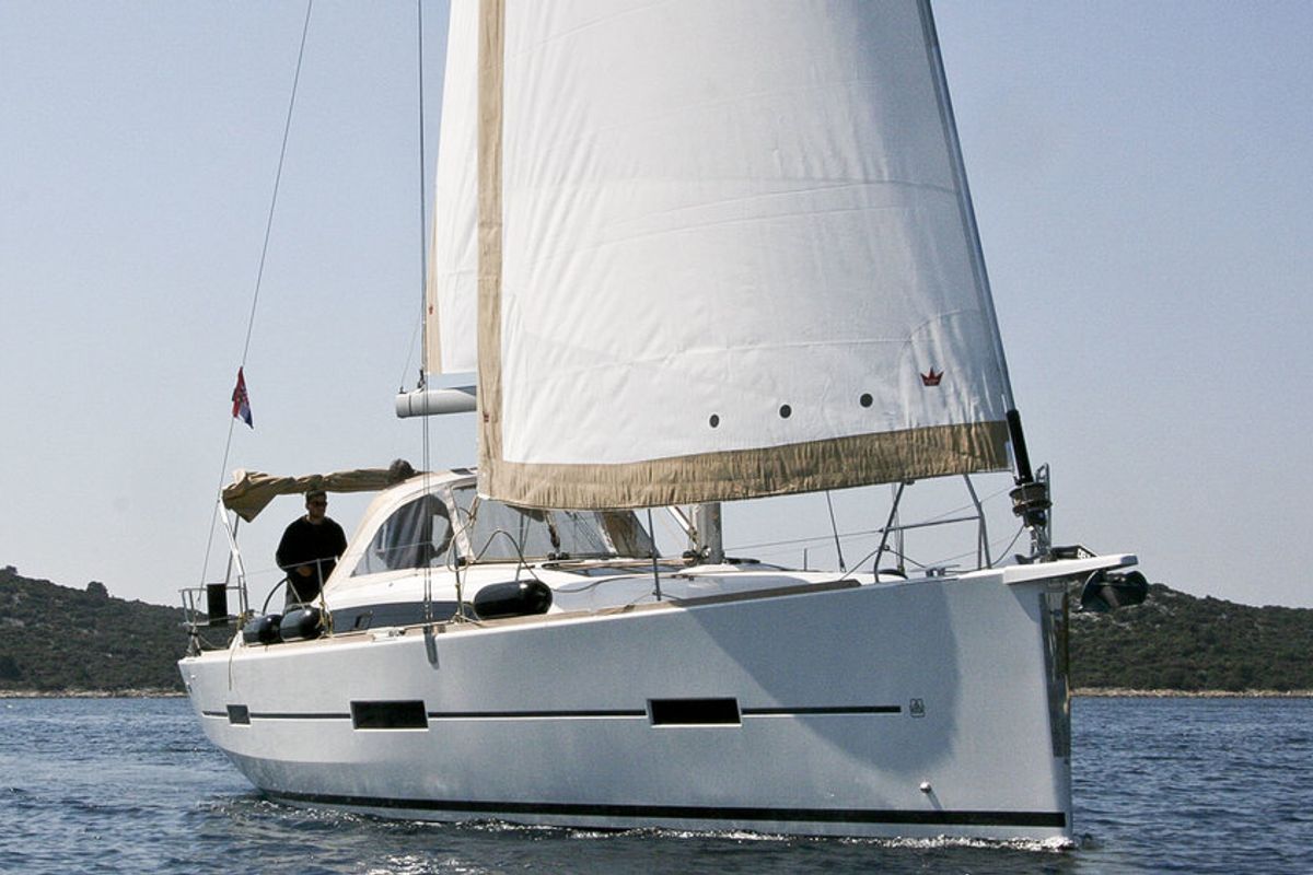 Exterior view of Stella, a Dufour 412 GL sailboat at Grad Pula, Croatia
