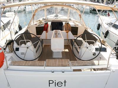 Cockpit of Stella, a Dufour 412 GL sailboat at Grad Pula, Croatia