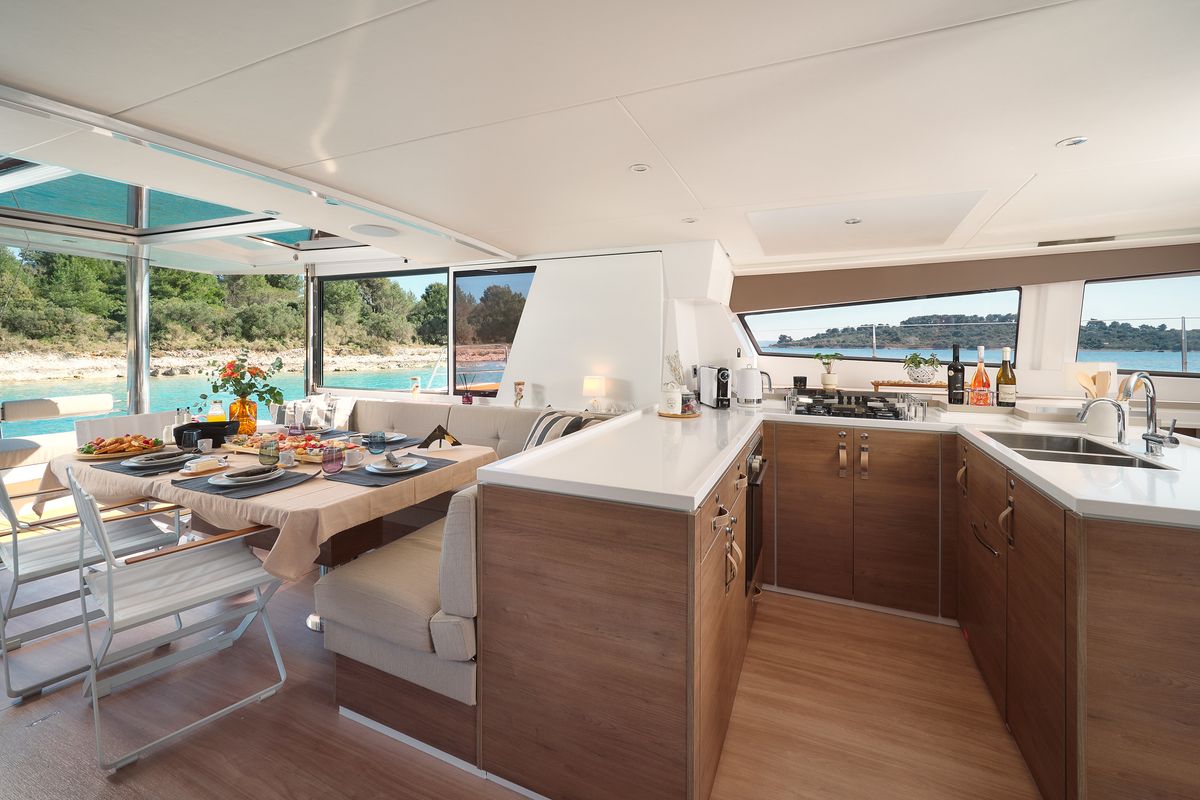 Galley of JOŽA, a Bali 5.4 catamaran at Grad Trogir, Croatia