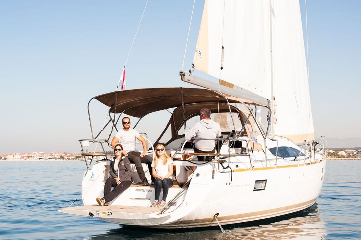 Exterior view of Princess Tena, a Elan Impression 45 sailboat at Zadar, Croatia