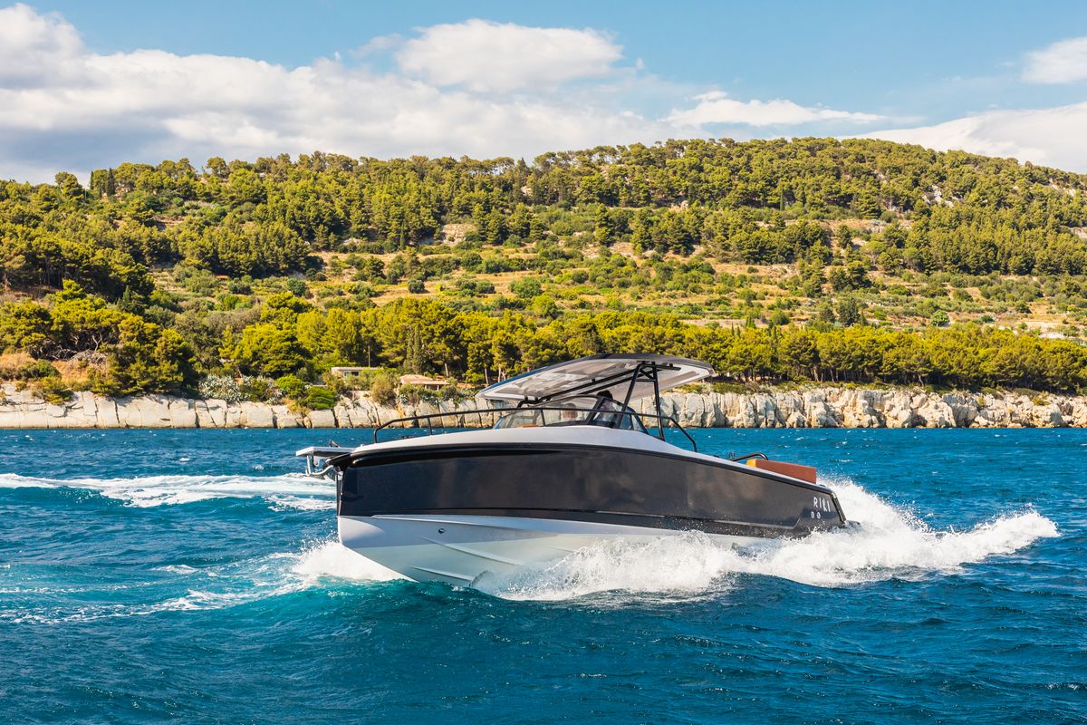 Exterior view of 22, a Gulet Ryck 280 motorboat at Grad Trogir, Croatia