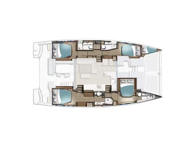 Floor plan of Moorings 4600 - 4 Exclusive Plus, a Leopard 46 catamaran at La Paz, Mexico