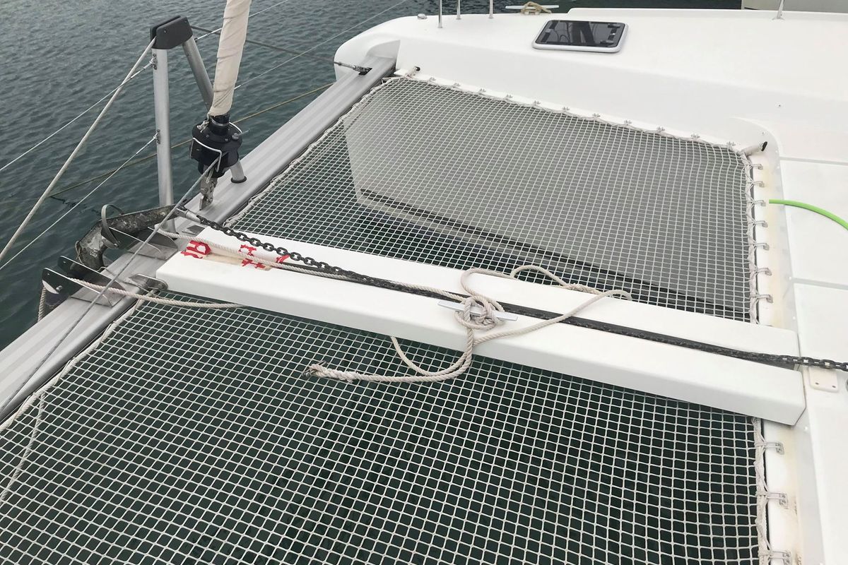 Deck of Nyami Nyami, a Lagoon 42 catamaran at Municipal Unit of Lefkada, Greece